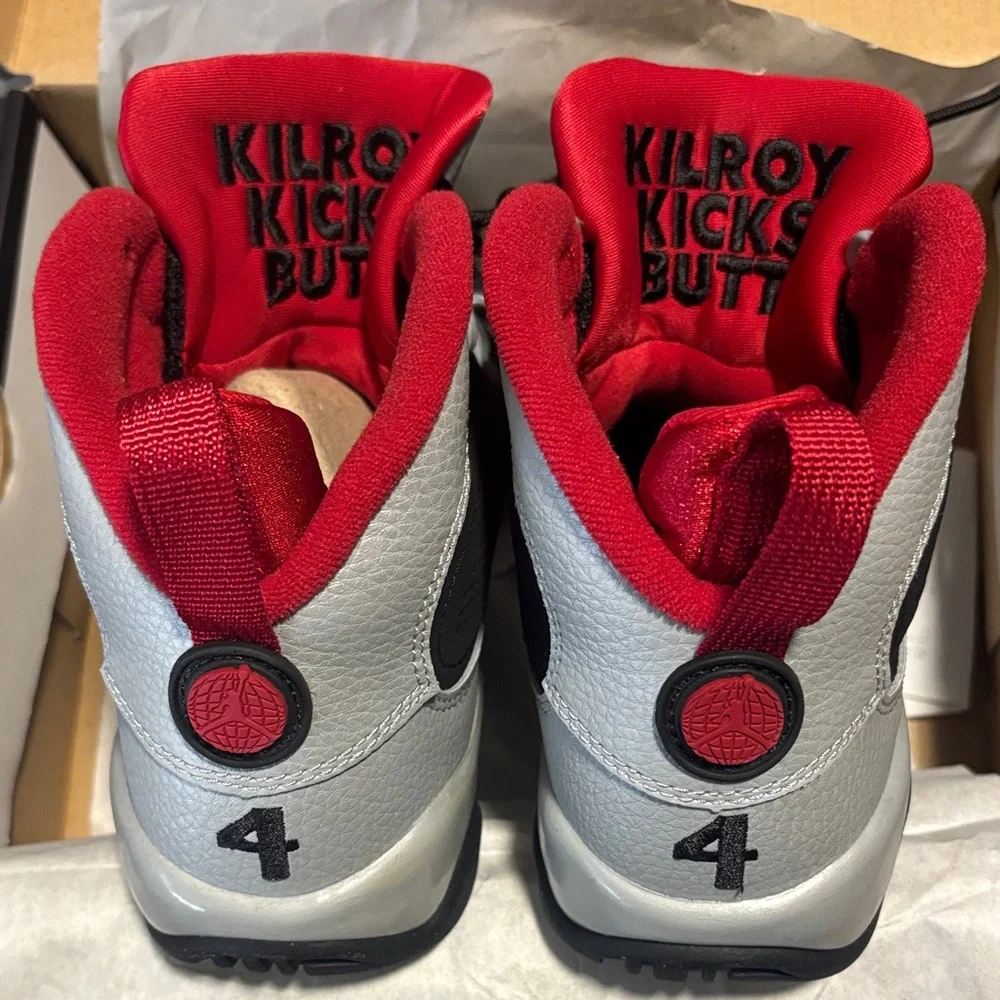 Air Jordan Black and Gray Johnny Kilroy Retro 9 Sneakers - Picture 2 of 8